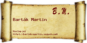 Barták Martin névjegykártya